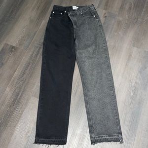 NWOT assymetical black boot cut jeans